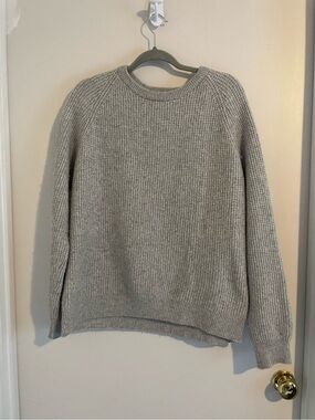 Gap Wool Cashmere Waffle Knit Sweater XL Gray Crewneck Pullover EUC